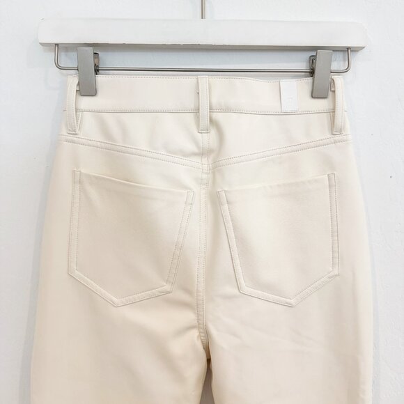 7 For All Mankind Faux Leather Kick Flare Pants Office Business Work Cream 23 - Picture 10 of 12